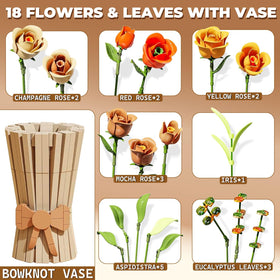 Bagari Roses Bouquet Building Set yellow roses highlight bright decor