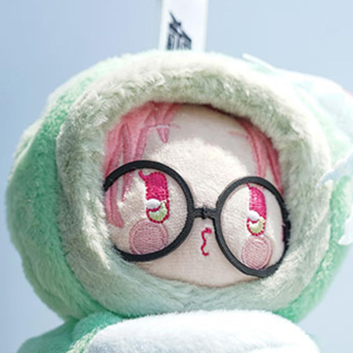 Bahomu plush blind box close-up eyes emphasizes cute facial features and collectability.