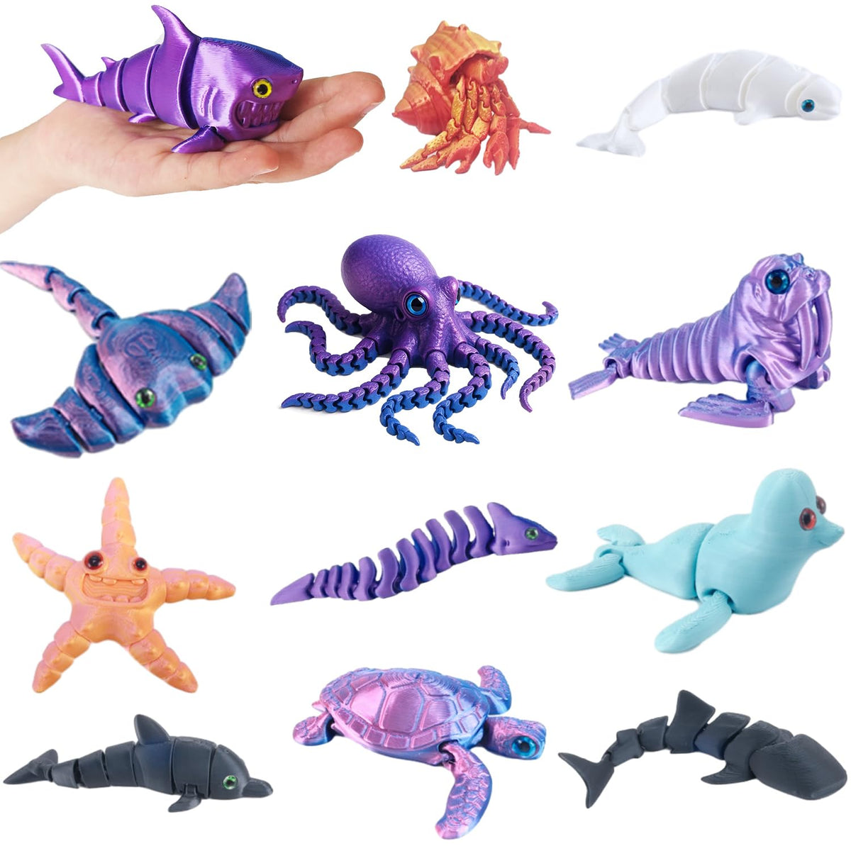 Baibaiba 3D sea animal shark figure for tactile play and desk decor.