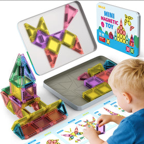 BAIJLE 46-piece magnetic tiles travel set for screen-free play on the go