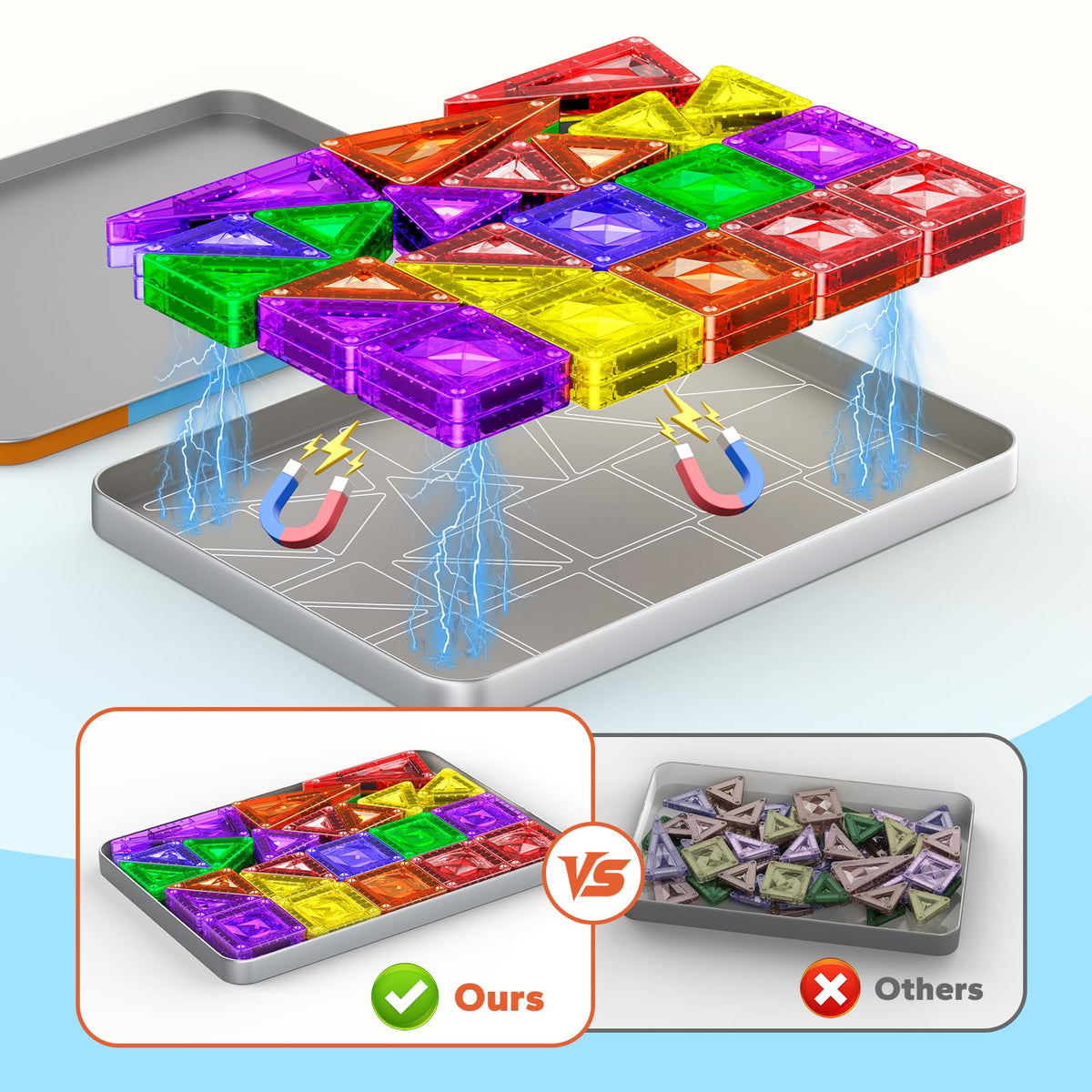 BAIJLE diamond-pattern tiles travel case – clear organization for mess-free playtime.
