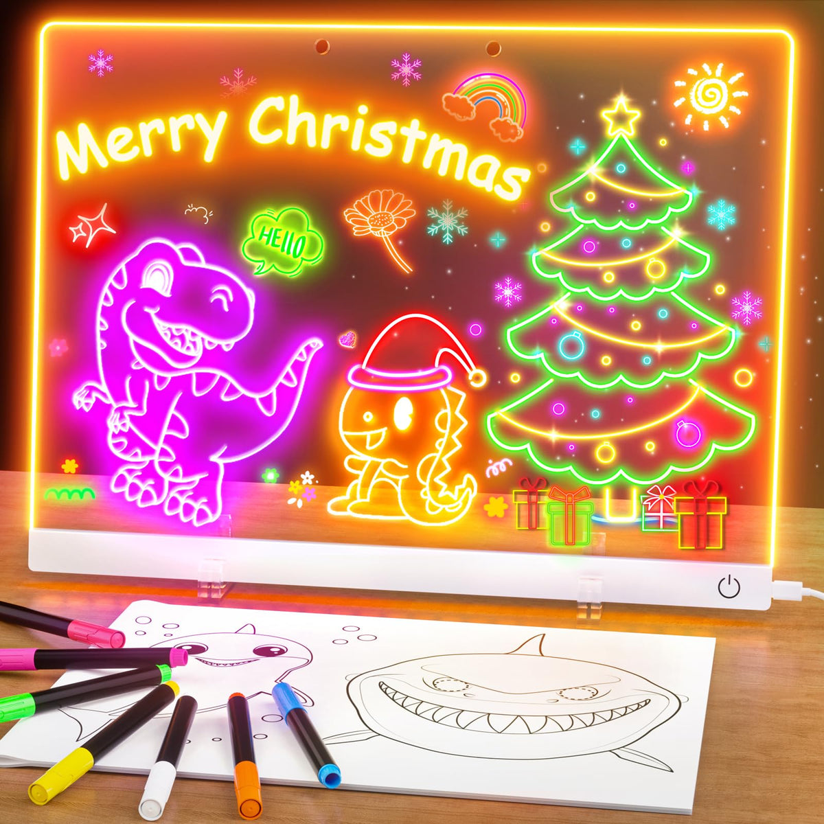 Bailkind LED Drawing Board Neon Glow: bright backlit surface for doodling and tracing