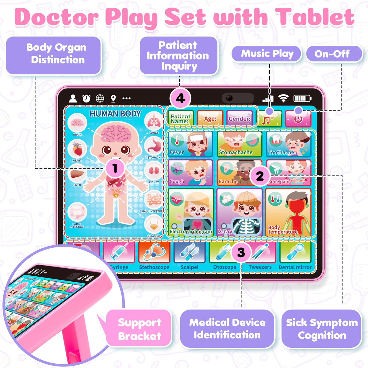BainGesk Doctor Kit syringe and tools promote hands-on medical role play at home