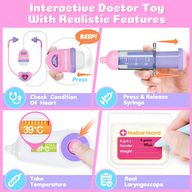 BainGesk Doctor Kit thermometer helps kids imitate checking fever during pretend visits