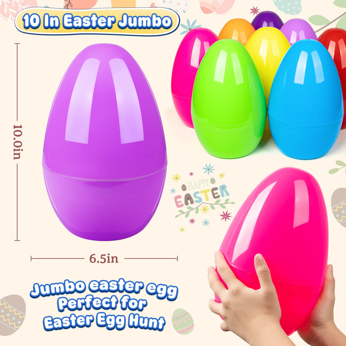 BainGesk fillable Easter eggs provide roomy interior for treats.