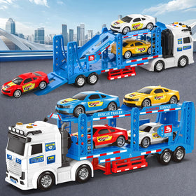 BainGesk car carrier trailer promotes imaginative play and hand-eye coordination.