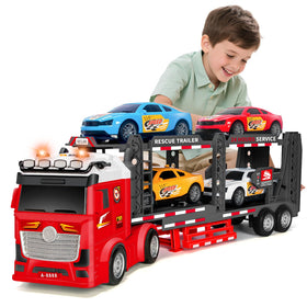 BainGesk truck carrier toy with four cars for imaginative play