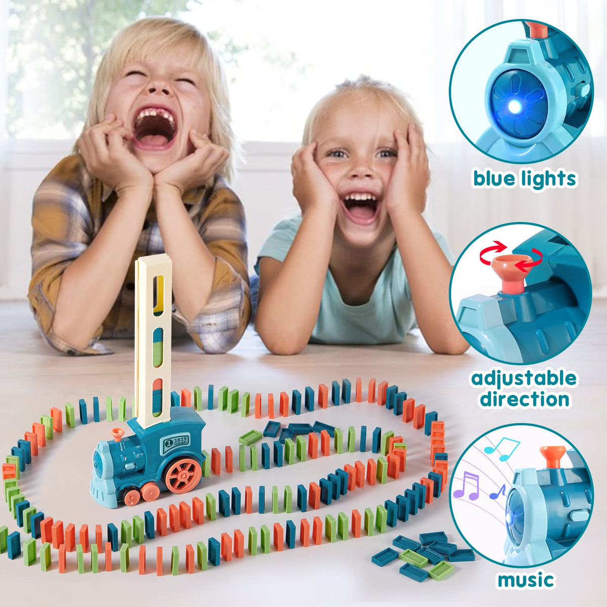 BAIWER domino train battery compartment simplifies setup and replacement