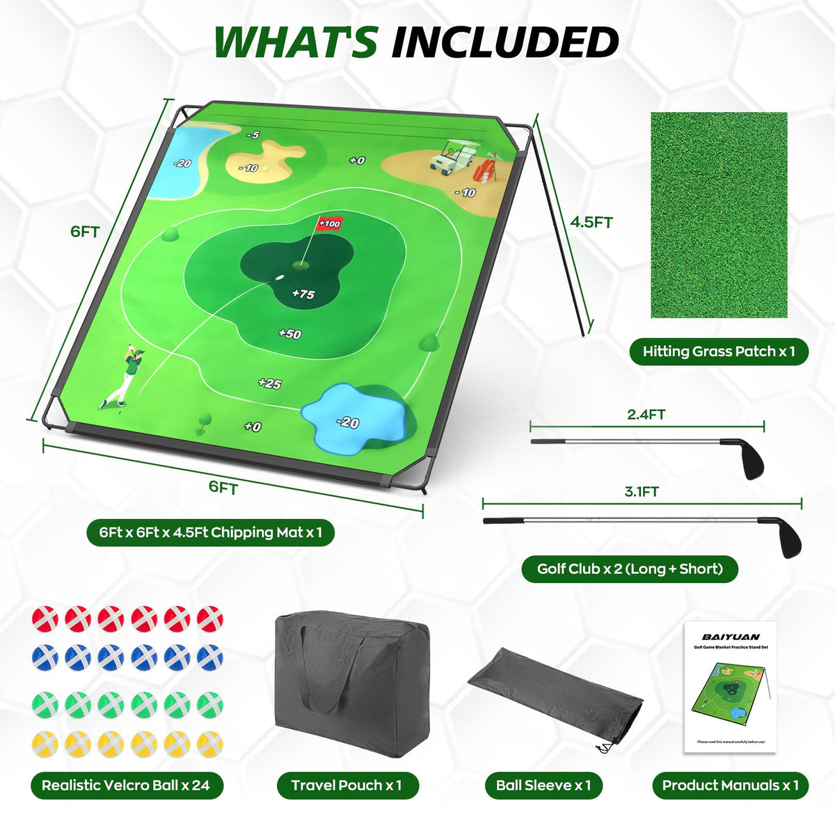 BaiYuan image shows indoor outdoor setup for flexible golf training