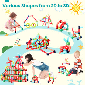 BAKAM magnetic sticks and balls arranged for construction play