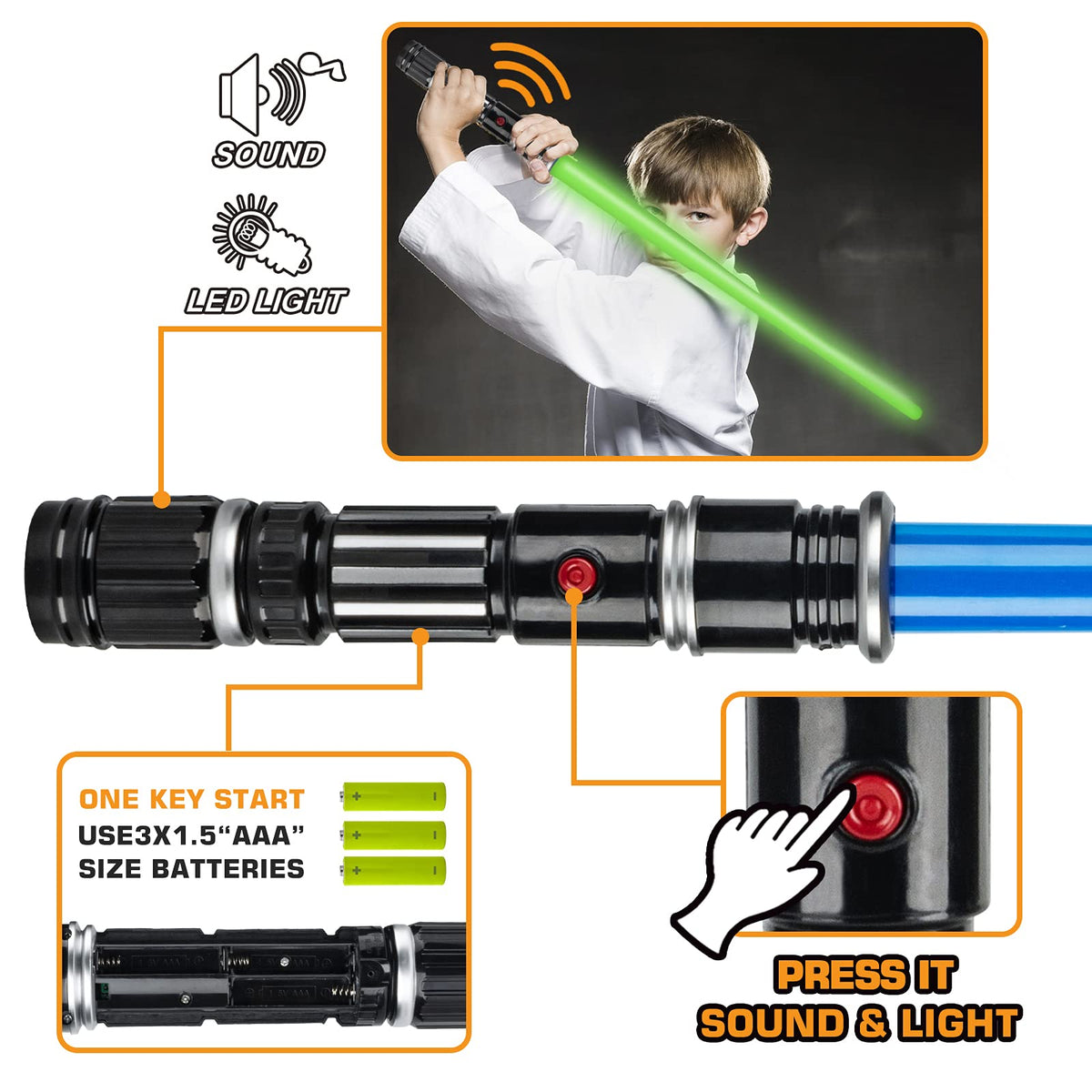 Bakatatoyz sword with batteries included for immediate fun