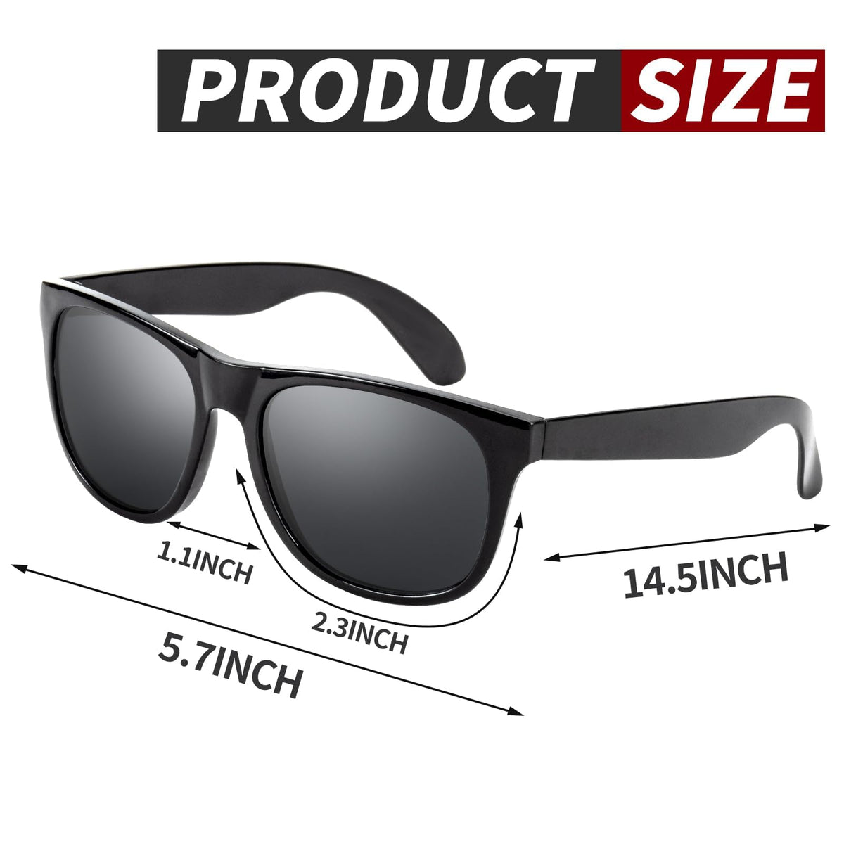 Bakatatoyz black sunglasses pack with retro flair and UV400 protection for outdoor events.