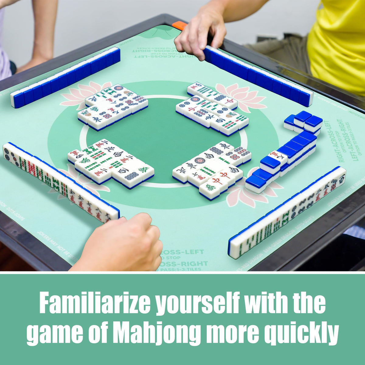 BALAPET Mahjong mat green lotus pattern for elegance.
