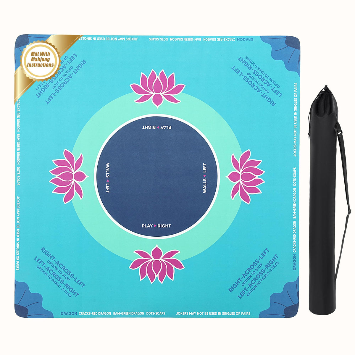 BALAPET mahjong mat with on-surface rules for quick learning.
