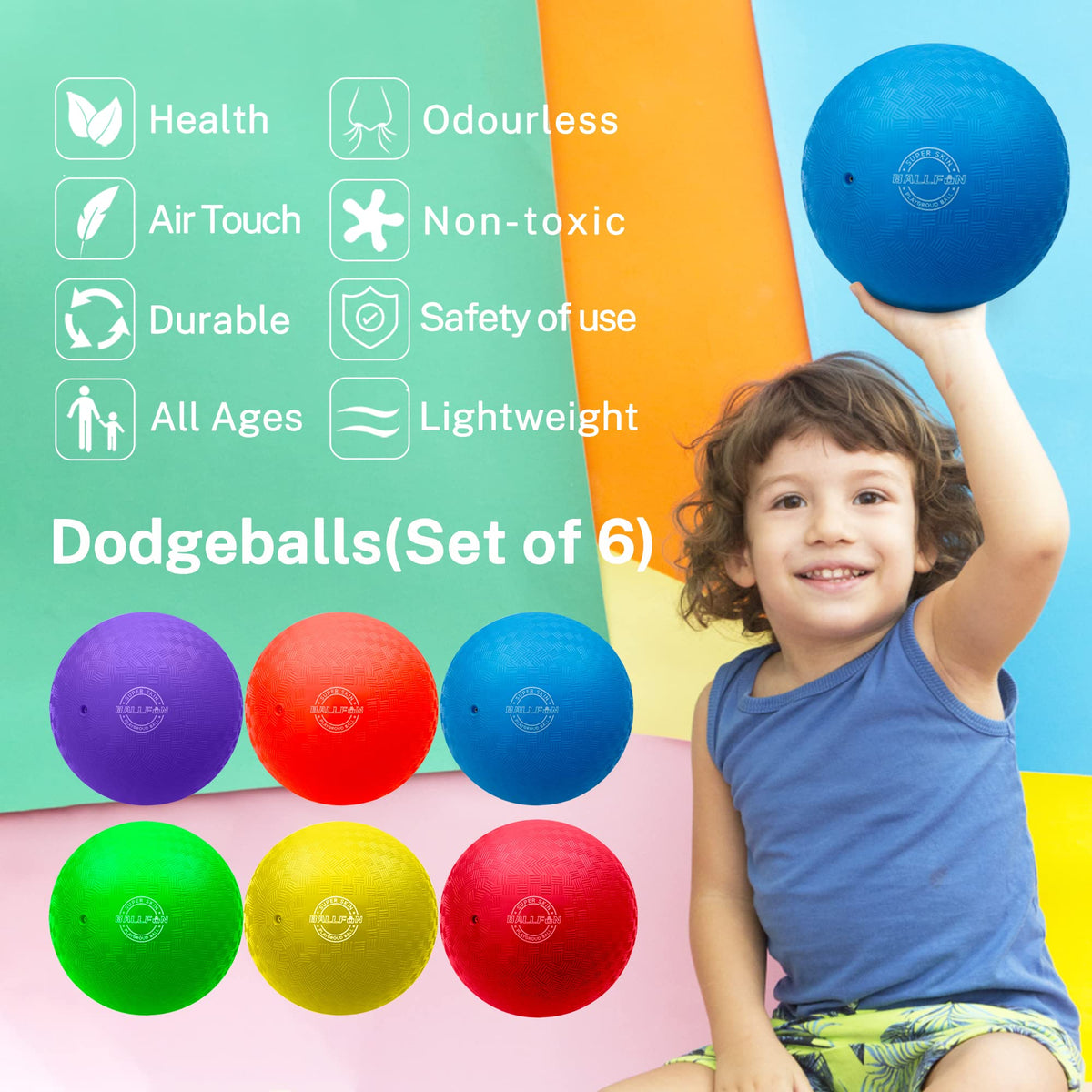 BallFUN mesh storage bag keeps dodgeballs organized after games.