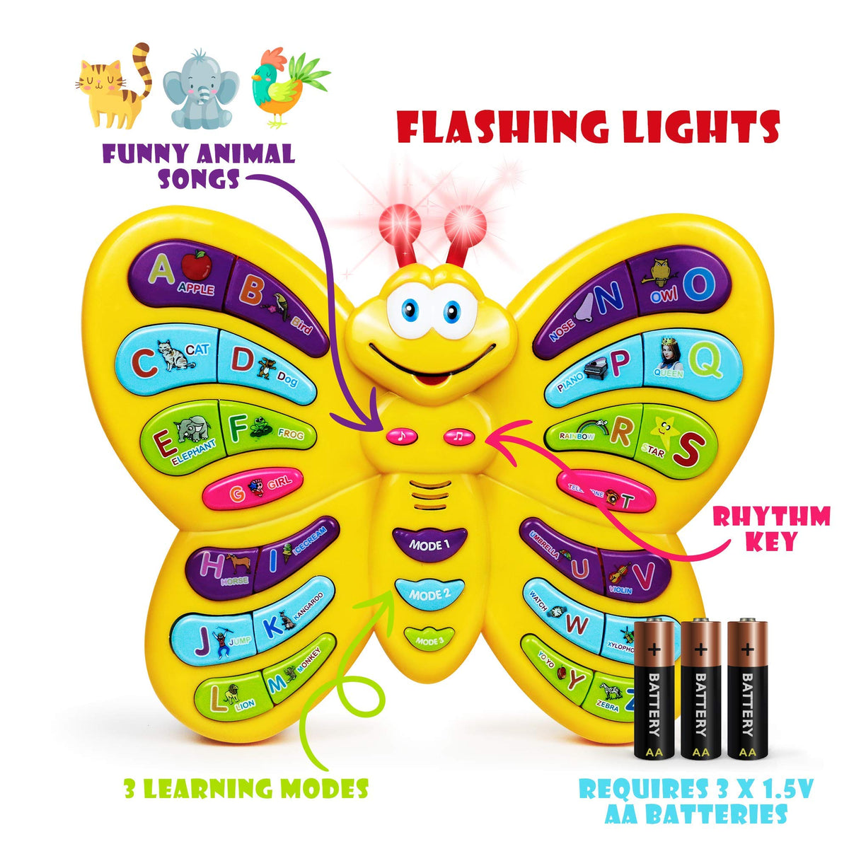 Bambiya butterfly features songs and keys for engaging musical learning.