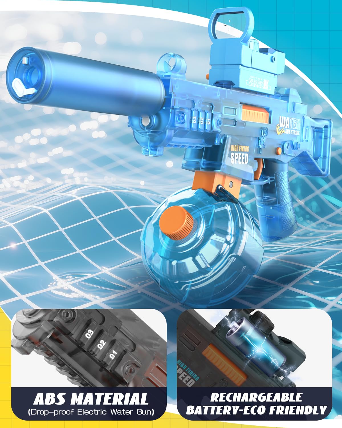 Bamiwe water gun 32ft range for long, splashy outdoor fun.