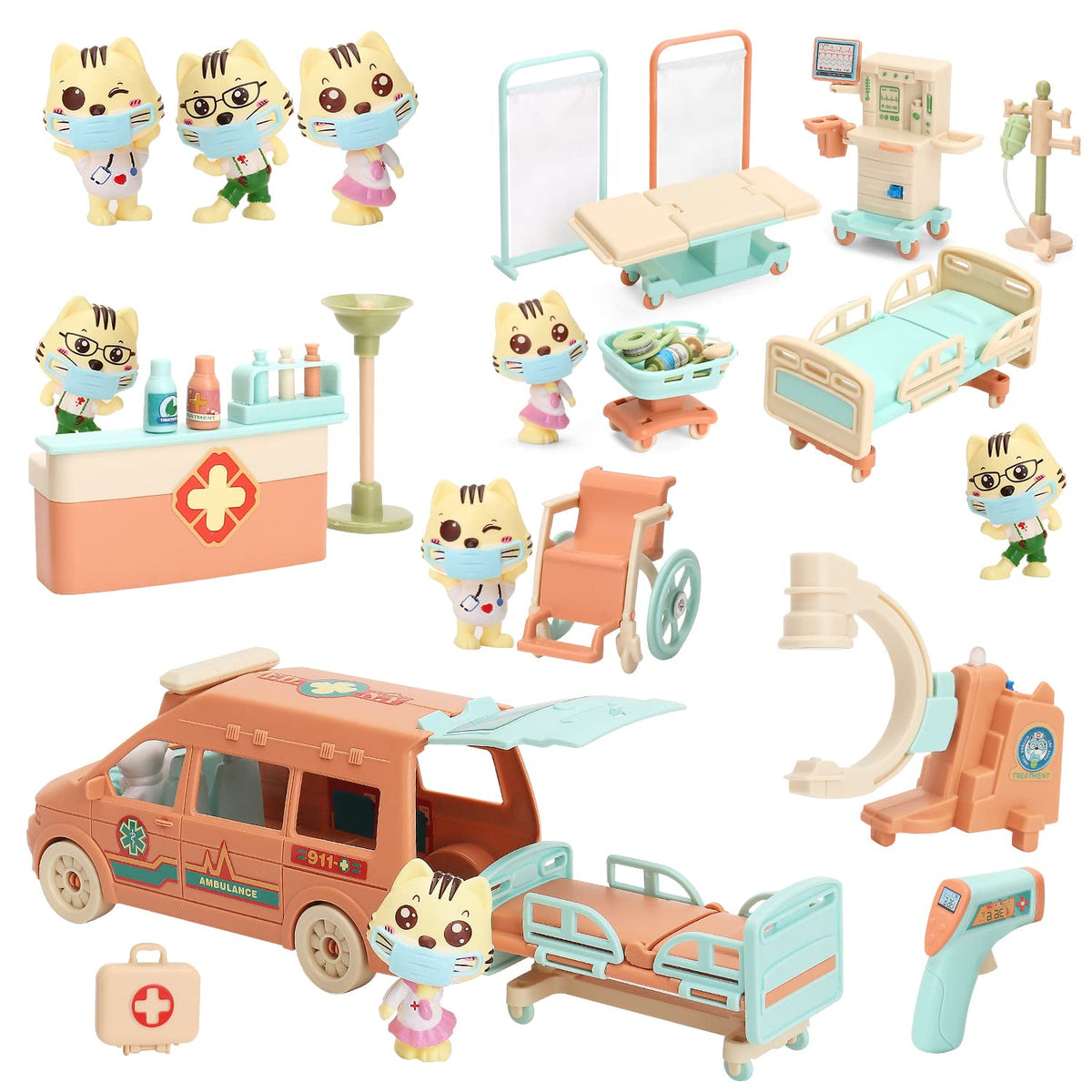 BananMelonBM Cat Dolls Doctor Kit with lights for imaginative play.