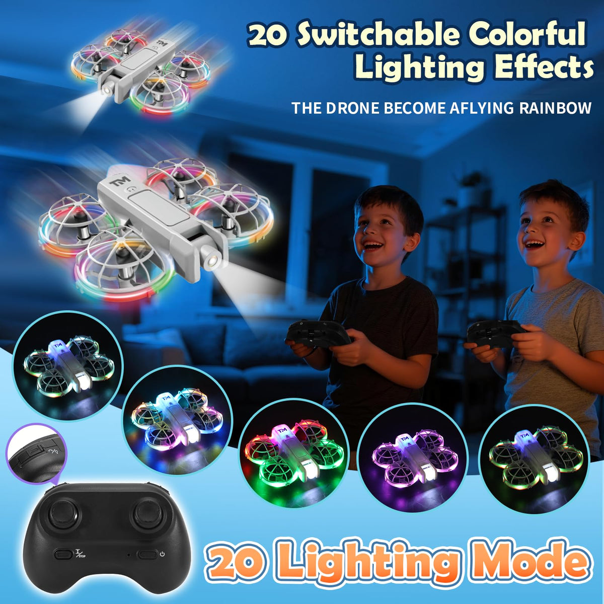 BananMelonBM drone front spotlight adjustable for dramatic night effects.