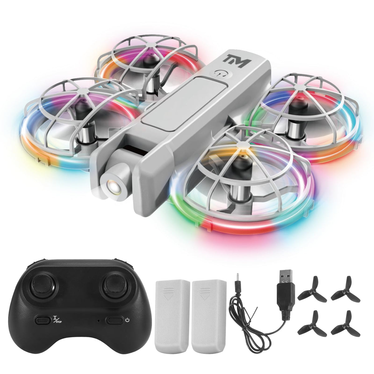 BananMelonBM mini drone shows 20 LED modes for indoor fun.