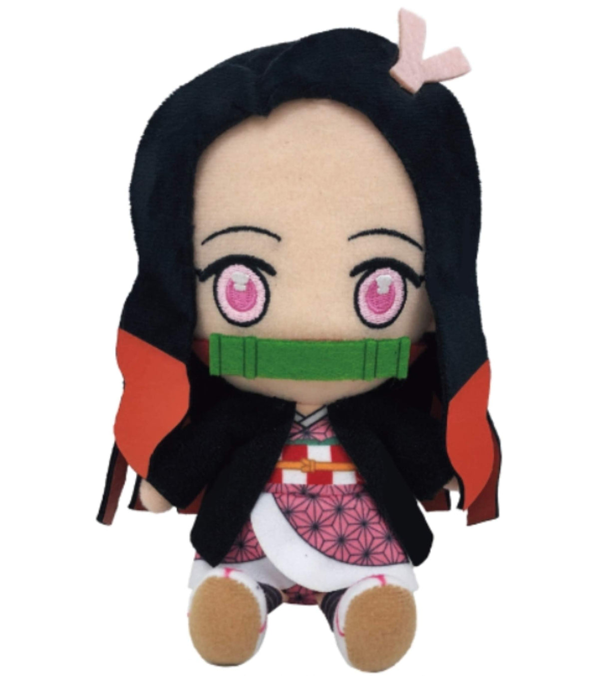 Bandai Nezuko chibi plush front view for cozy display and gifting