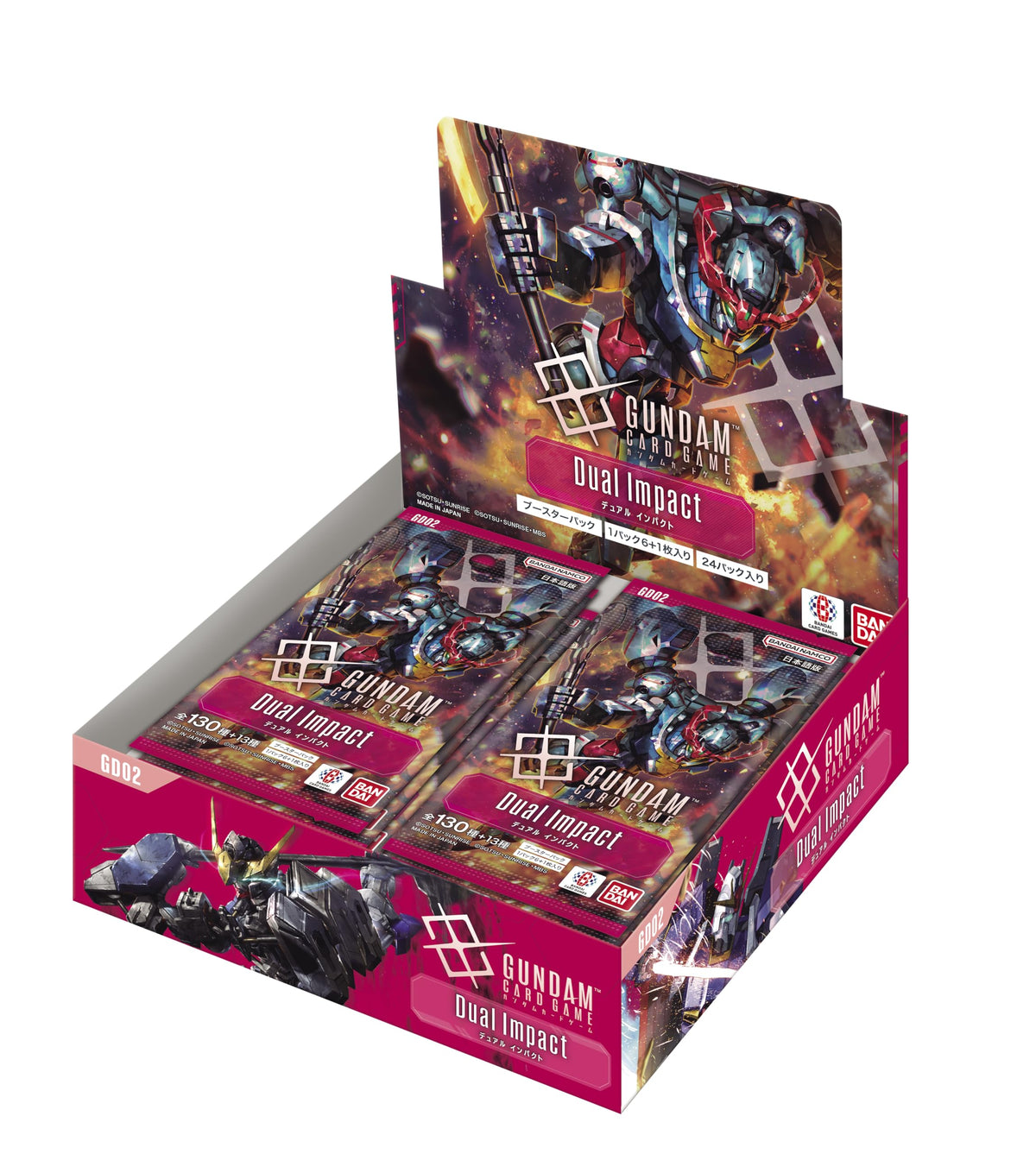 Bandai Gundam Card Game Dual Impact GD02 box showcasing contents for quick setup