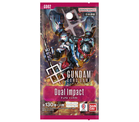 Bandai Gundam Card Game Dual Impact booster packs arranged for opening and gameplay