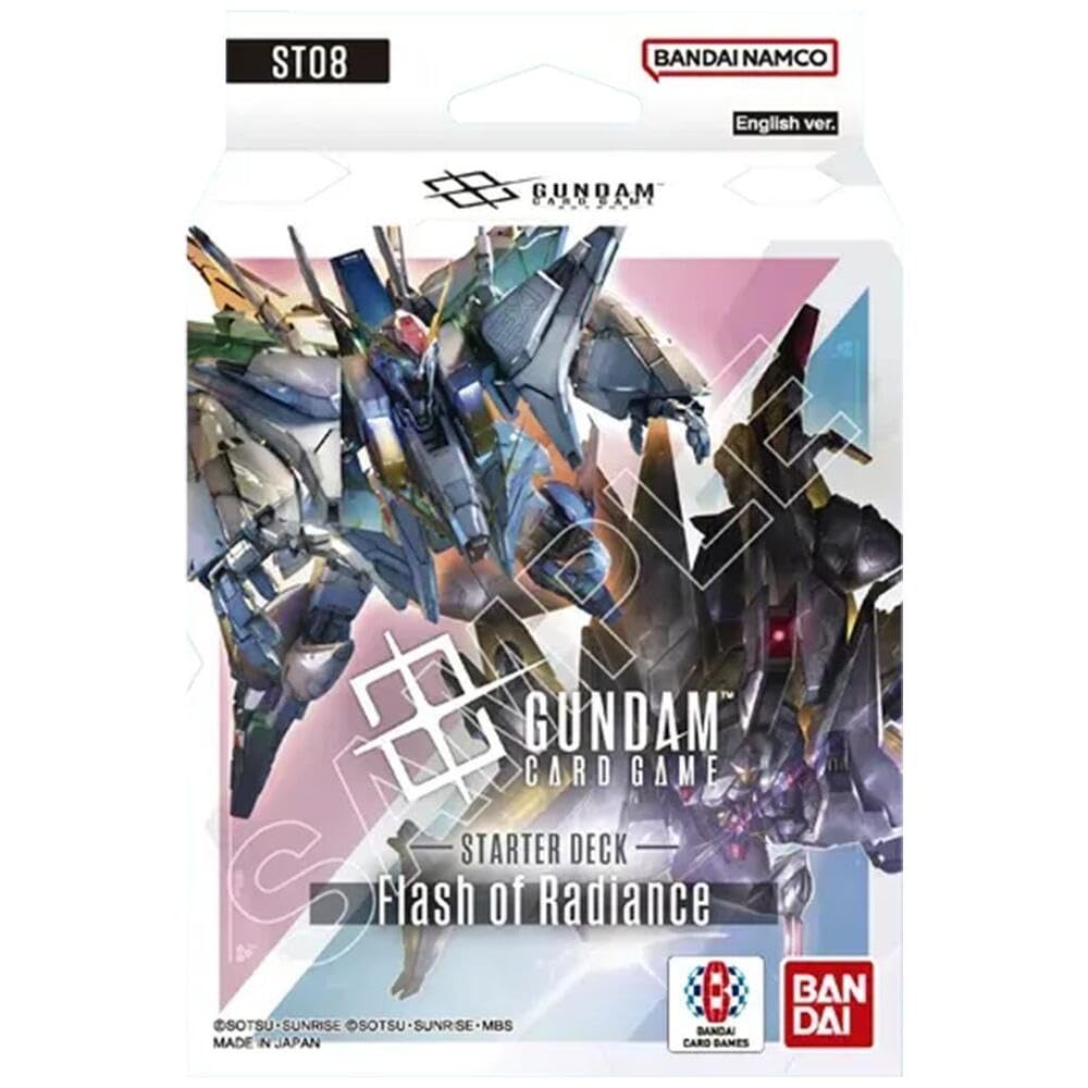 Bandai Gundam Card Game Starter Deck Flash of Radiance cover, ideal for quick battles.