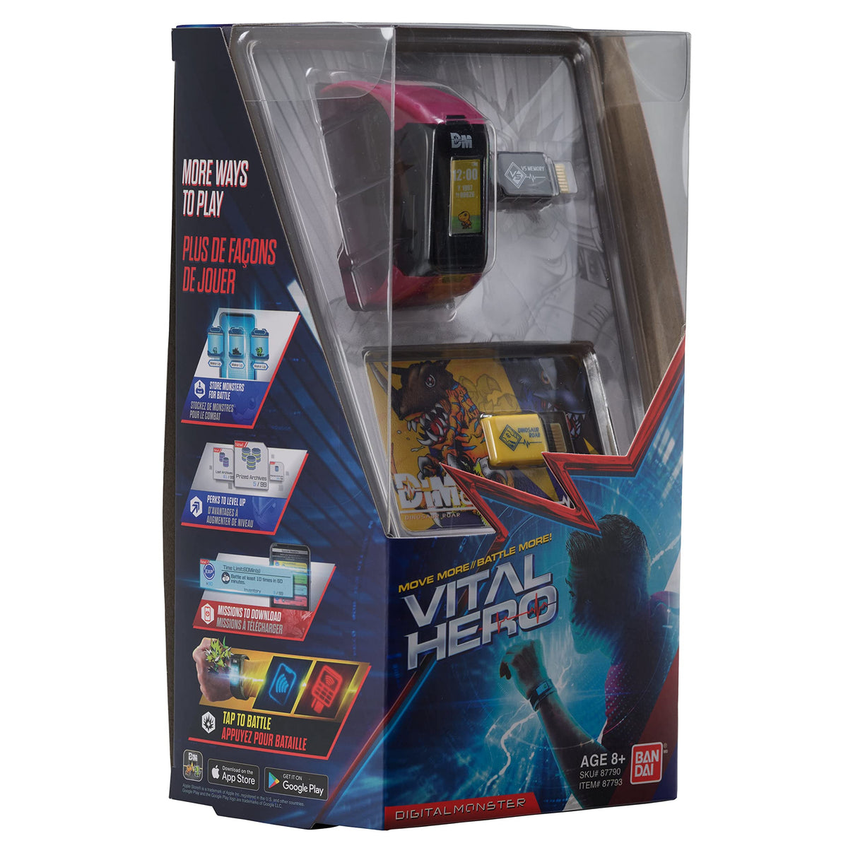 Bandai Namco Vital Hero red band step counter in use during walk.