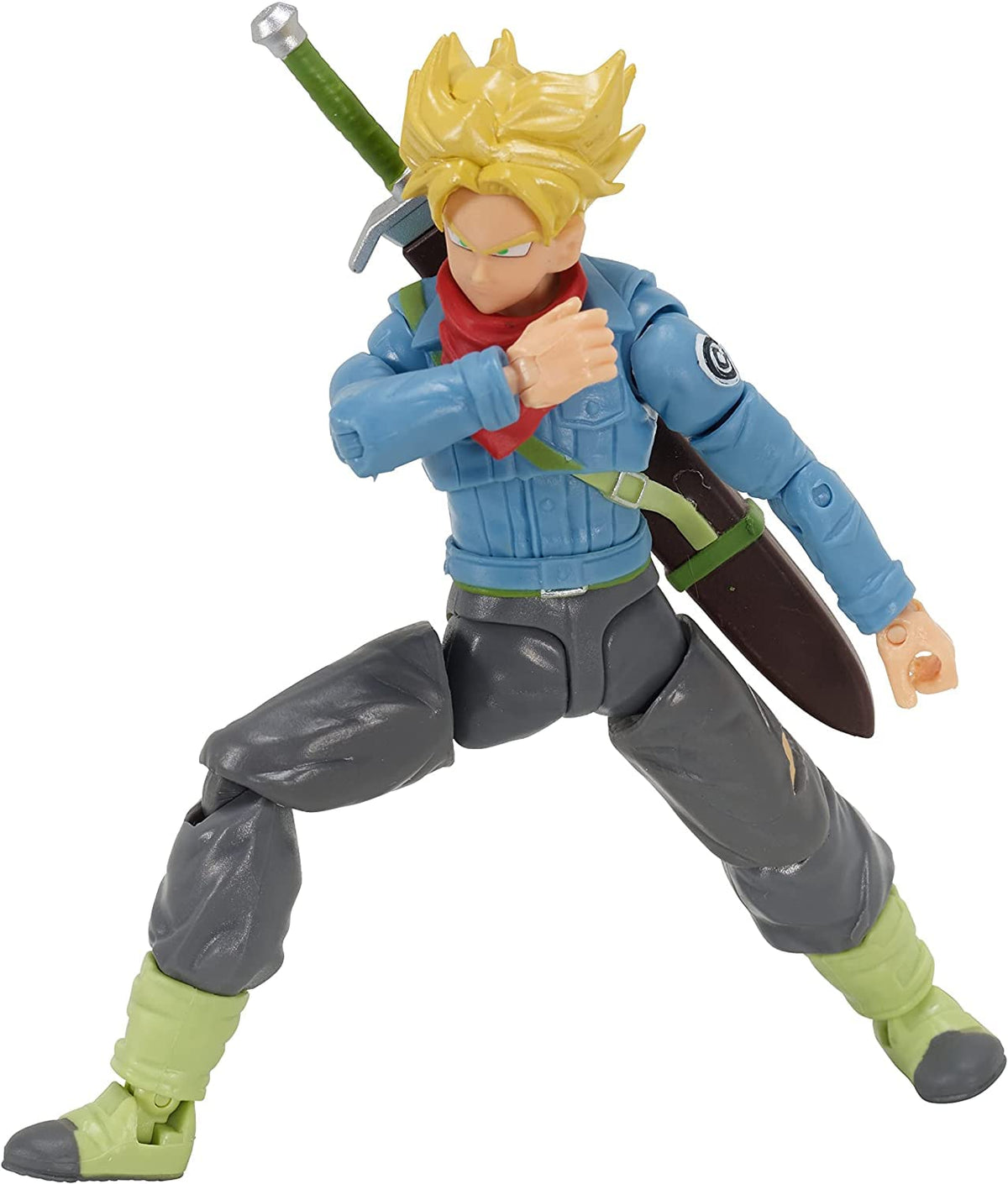 Bandai Namco Dragon Ball Evolve Trunks in epic battle pose for photos.