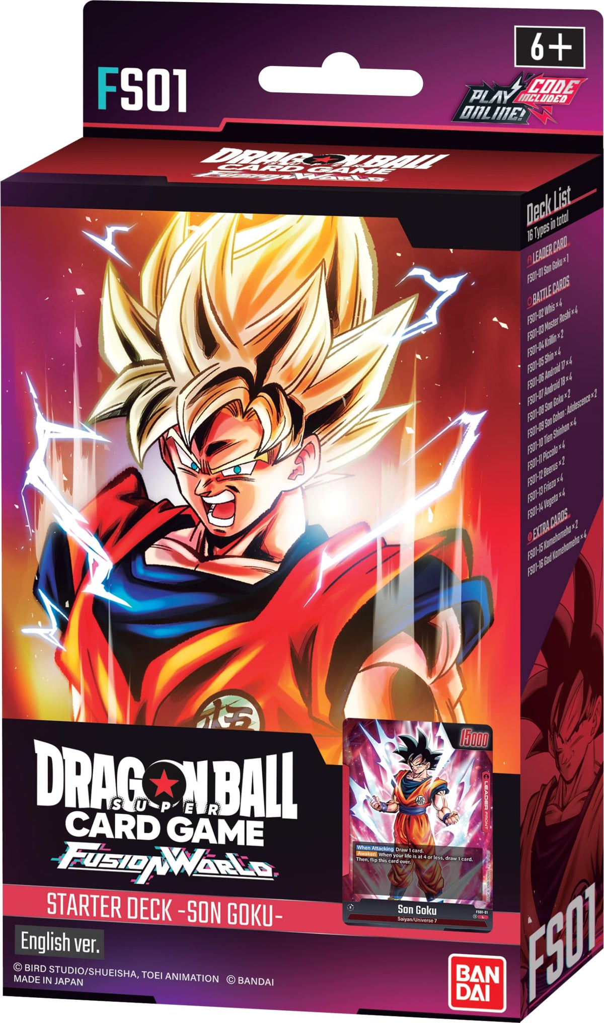 Bandai Namco Dragon Ball Fusion World Son Goku deck front view for quick setup
