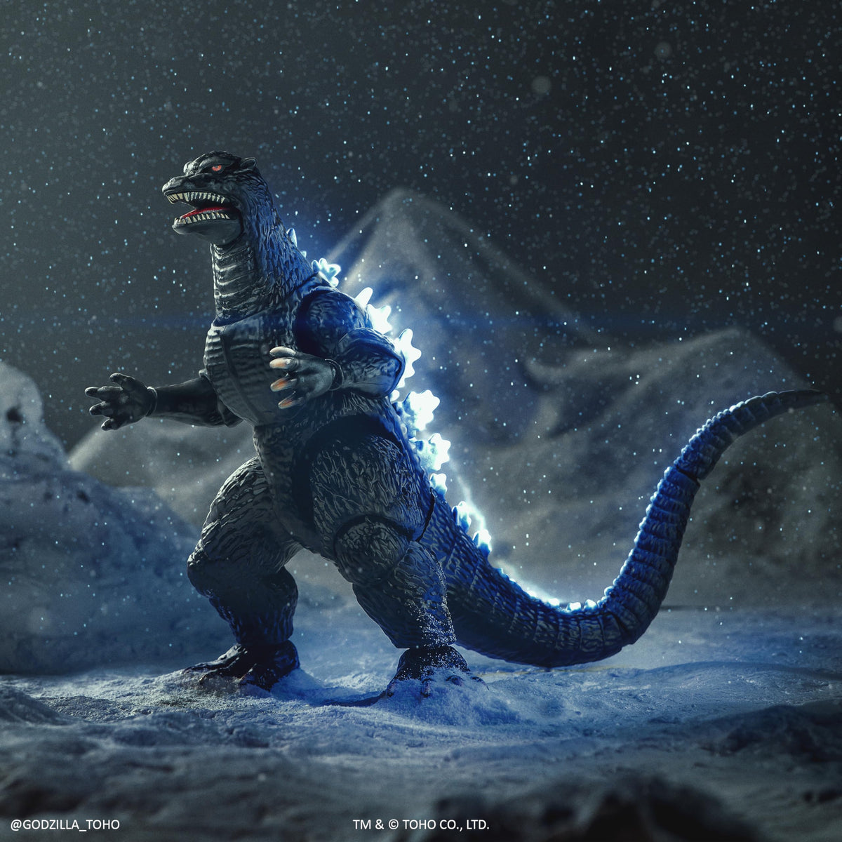 Bandai Namco Godzilla 2004 figure side view emphasizes poseability for action setups