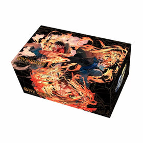 Bandai One Piece Card Game playmat featuring Ace, Sabo, and Luffy for immersive gameplay