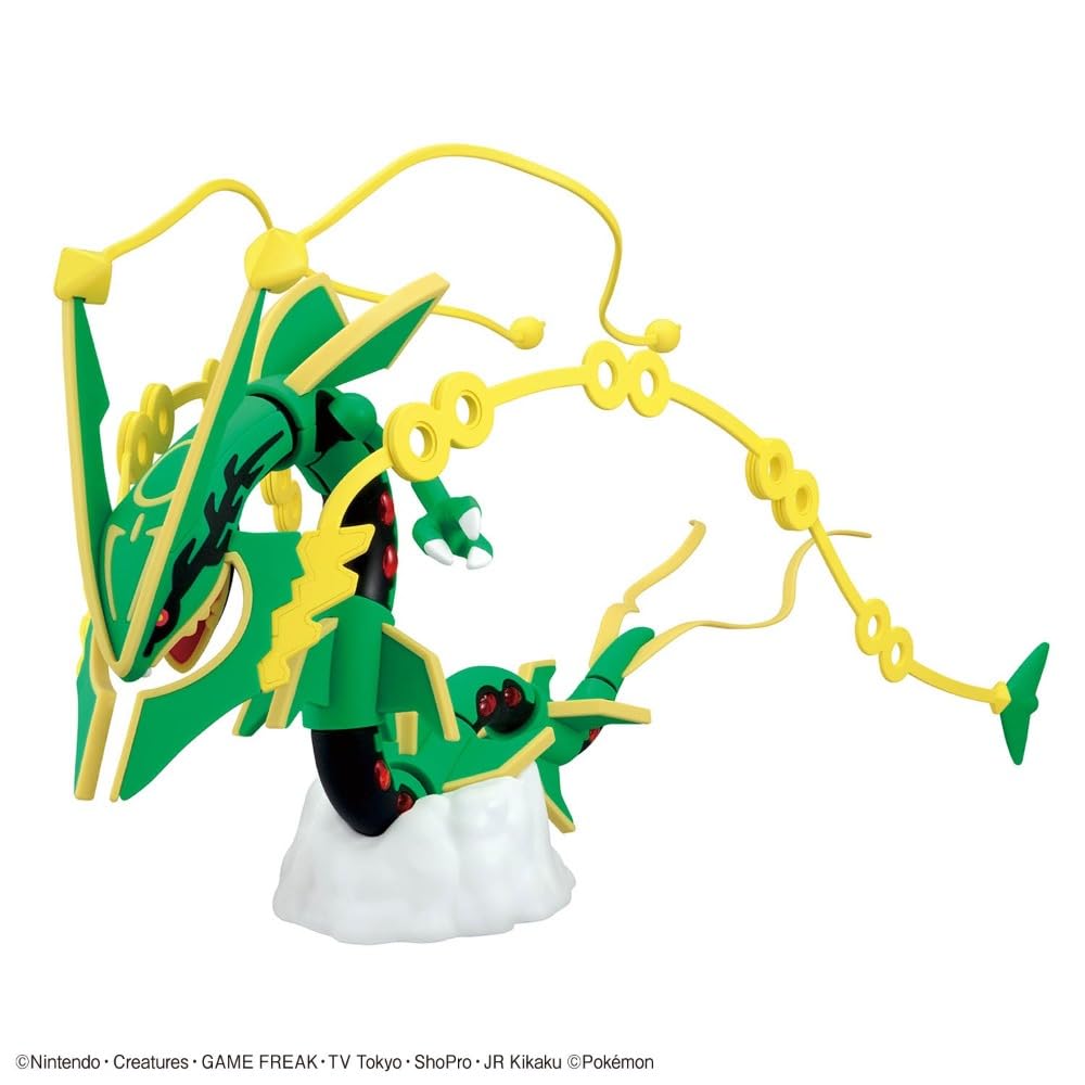 Bandai Pokémon Mega Rayquaza model kit, four-color runner enables crisp color recreation.