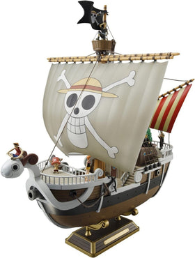 Bandai Spirits Going Merry front view with authentic wood grain and rope details for display