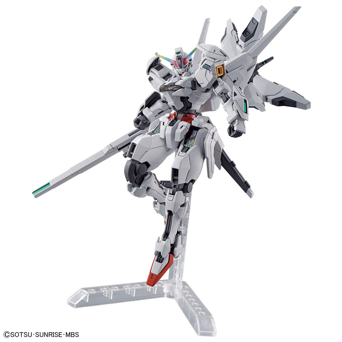 Bandai Spirits Gundam Calibarn beam sabers for action posing.