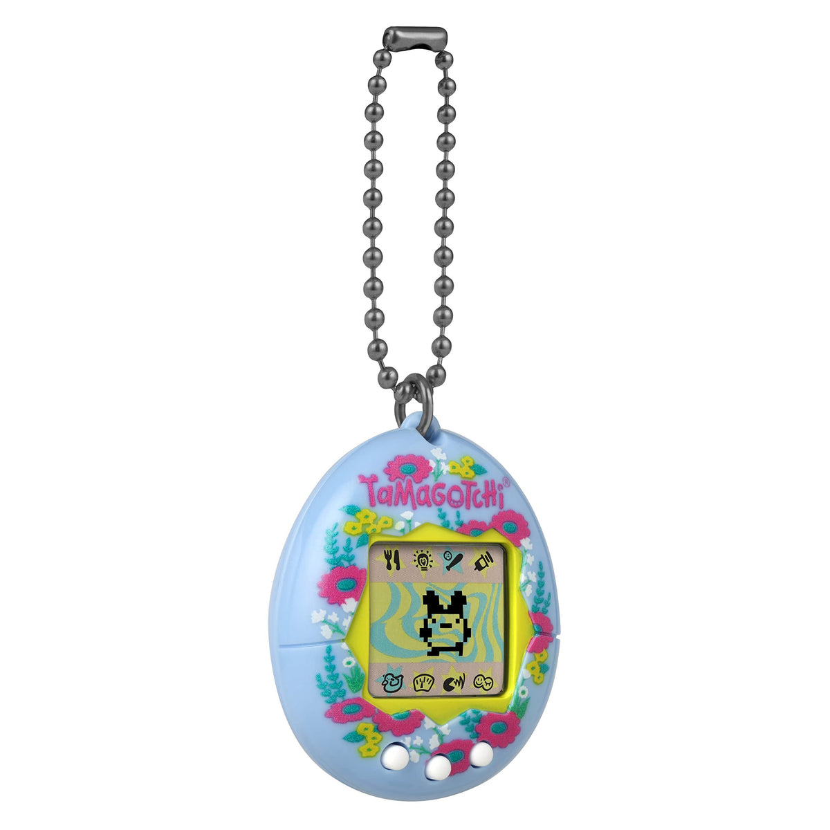 Bandai Tamagotchi Original Garden Poppies floral shell closeup shows vibrant, eye-catching colors.