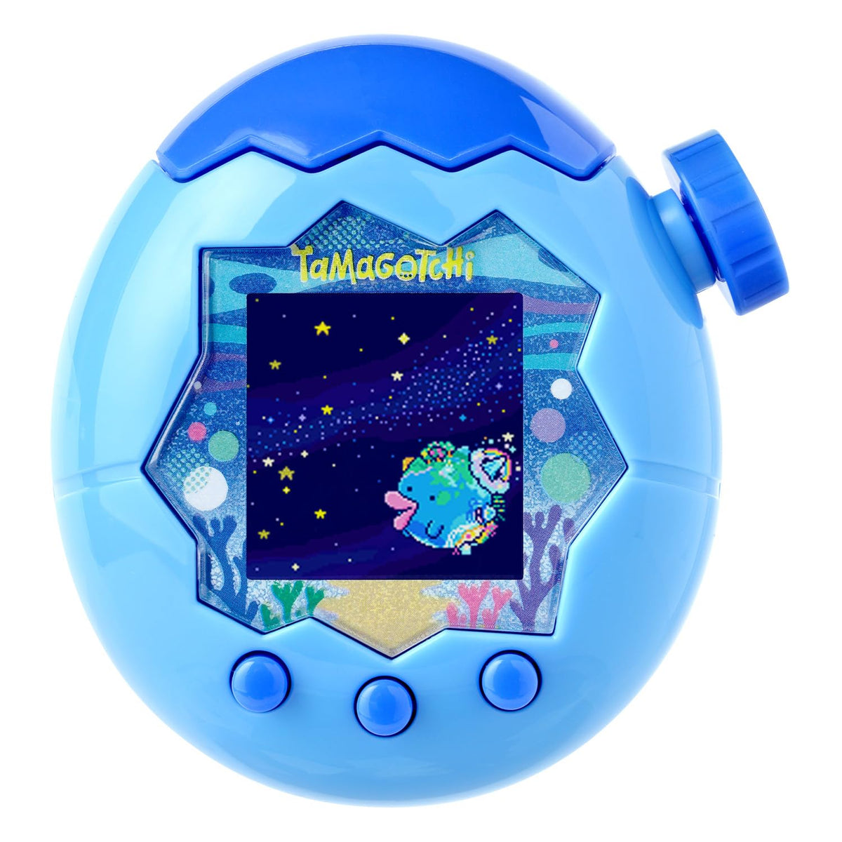 Bandai Tamagotchi Paradise Blue Water front view highlights portable, interactive play for kids