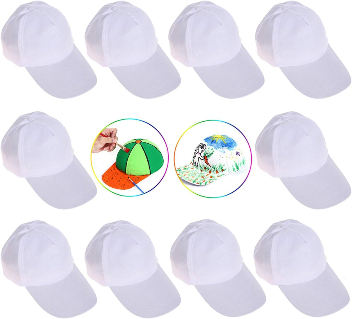 Bangcool DIY Kids Baseball Cap white front view for painting and sun protection
