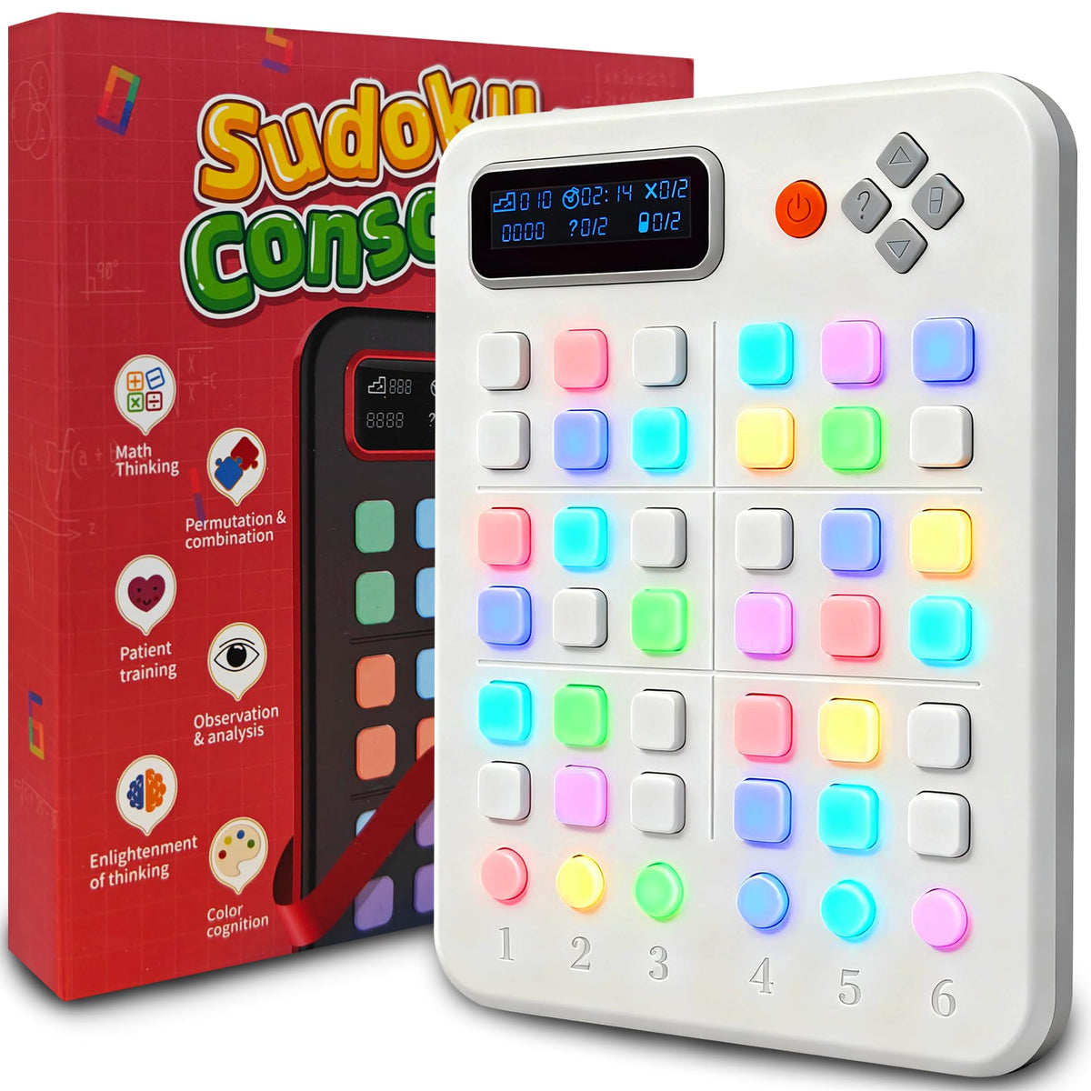 Bangqitimes Sudoku Console front view shows color-guided puzzles for screen-free travel