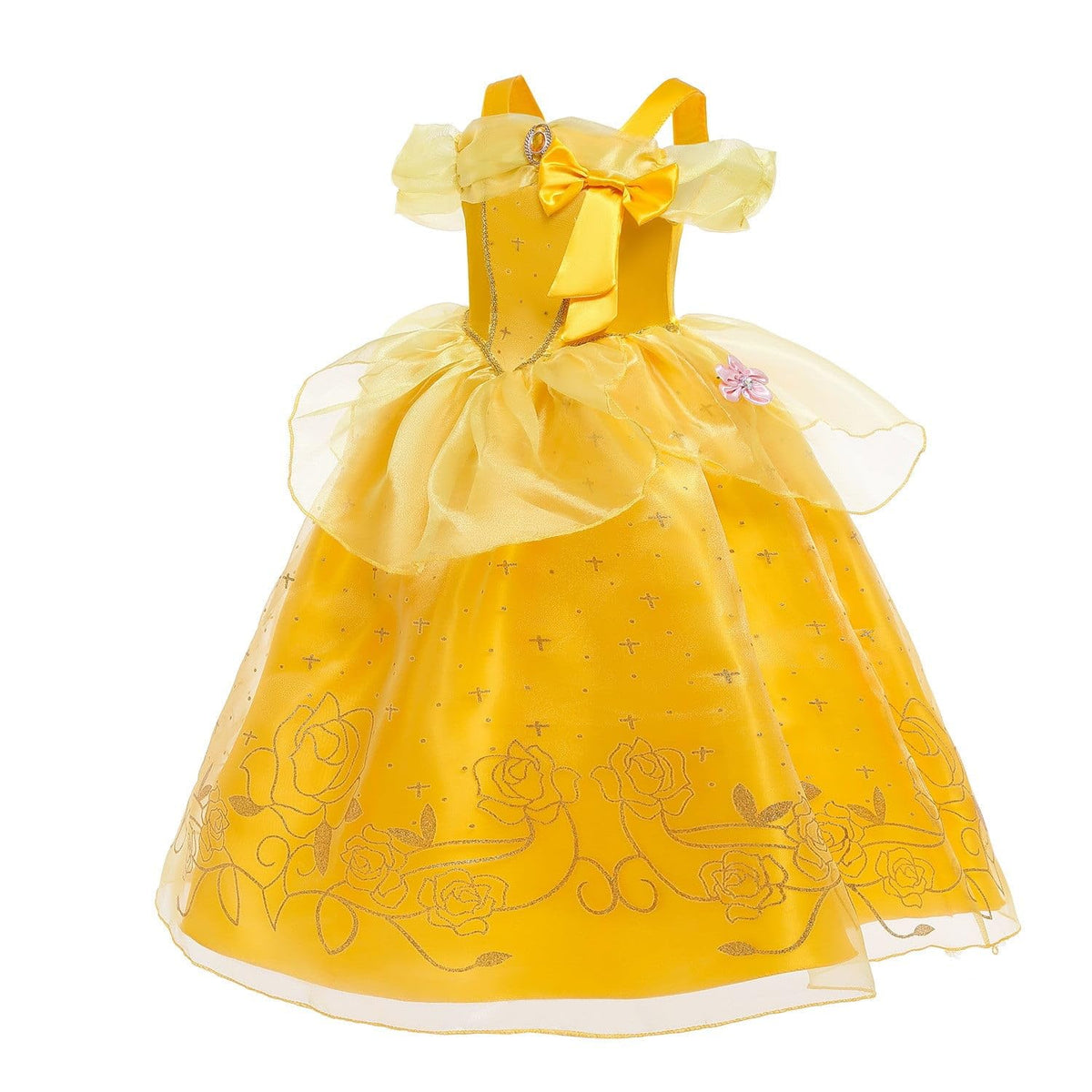 BanKids Belle dress fabric close-up, three-layer gown with cotton lining.