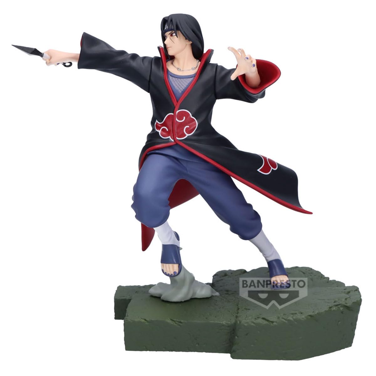Banpresto Itachi Uchiha iconic pose side view, dynamic display piece.