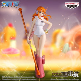 Banpresto Nami 6.3-inch tall figure fits compact display.