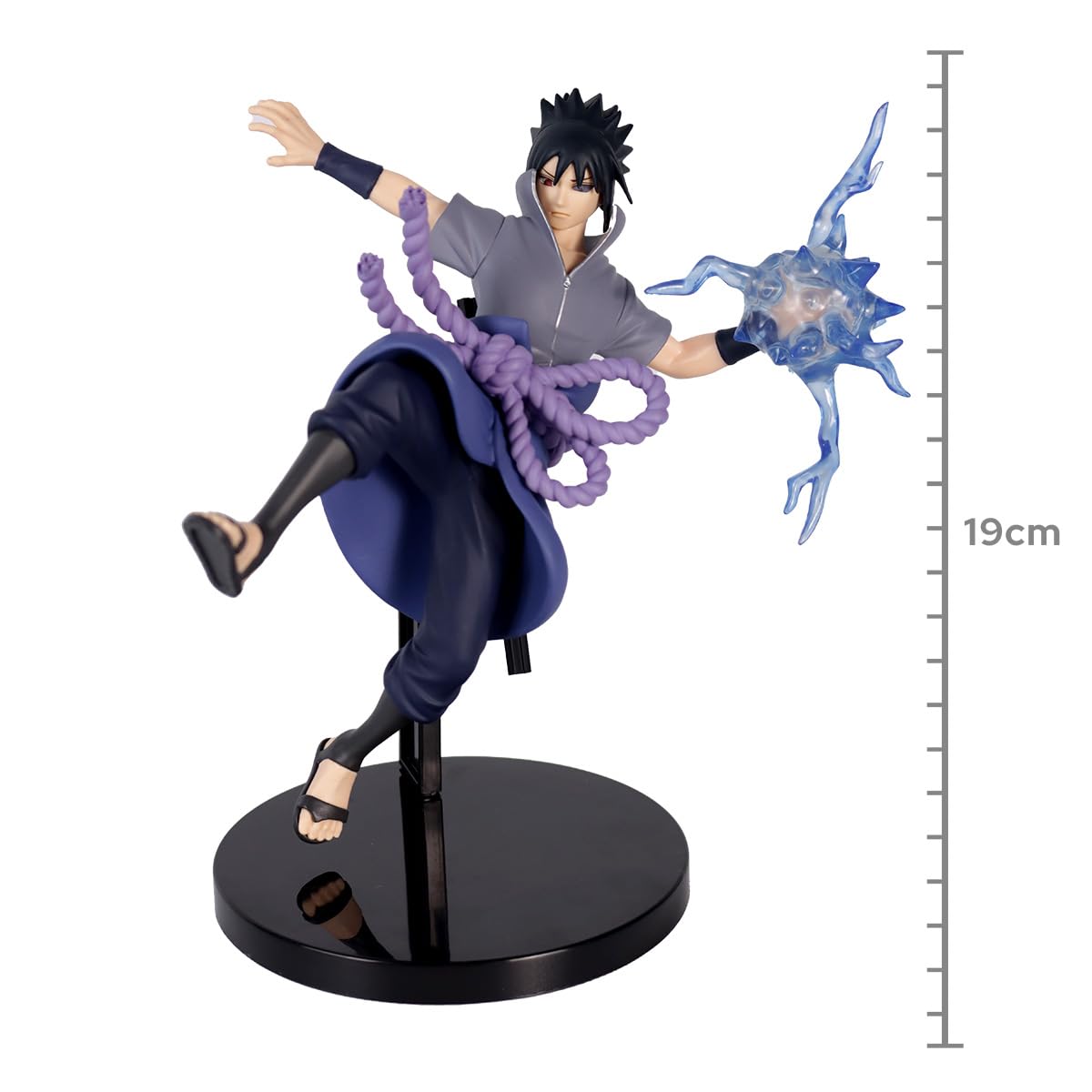 Effectreme Sasuke statue height around 4.7 inches for compact display.