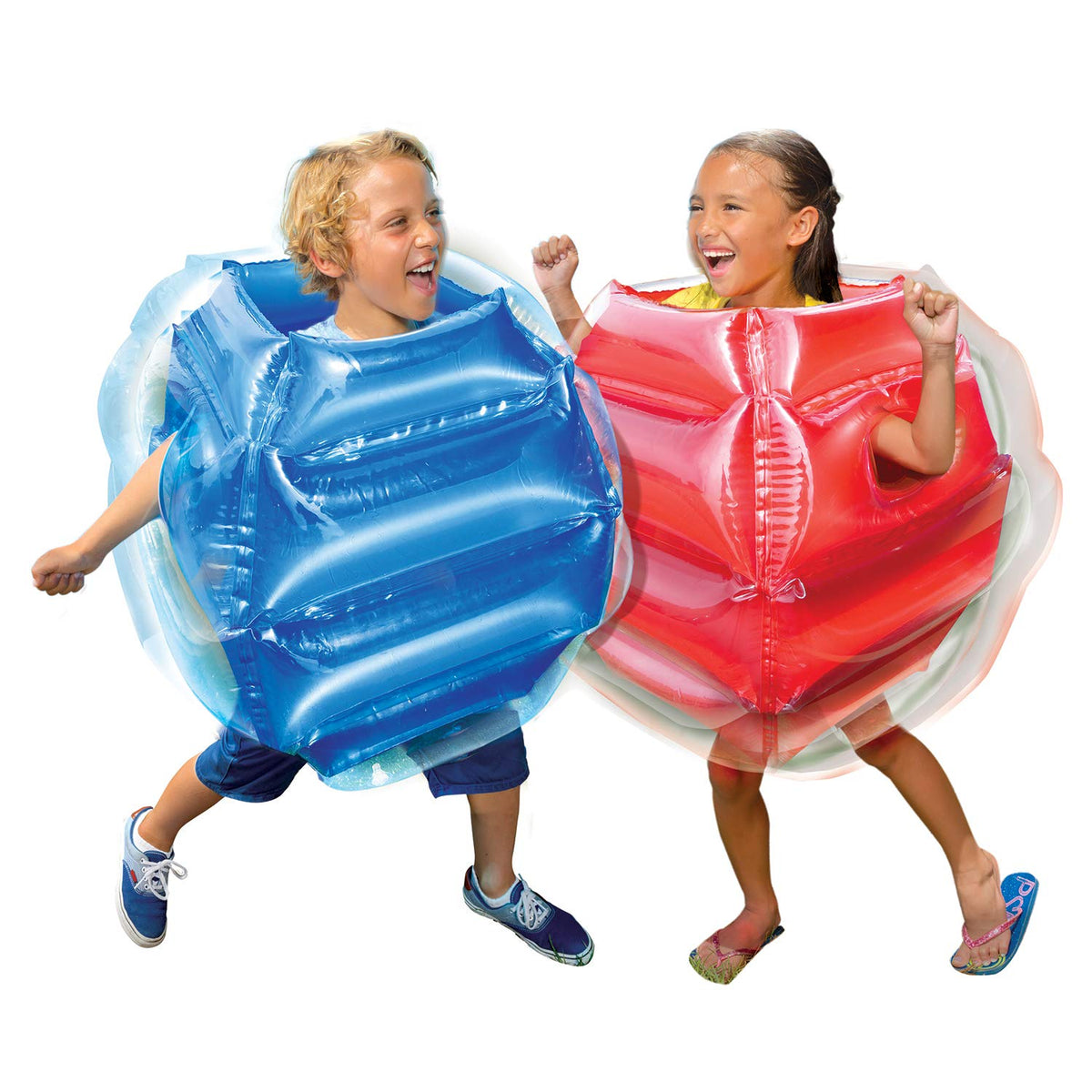 BANZAI blue bumper enables two-player bumping on a soft inflatable surface.