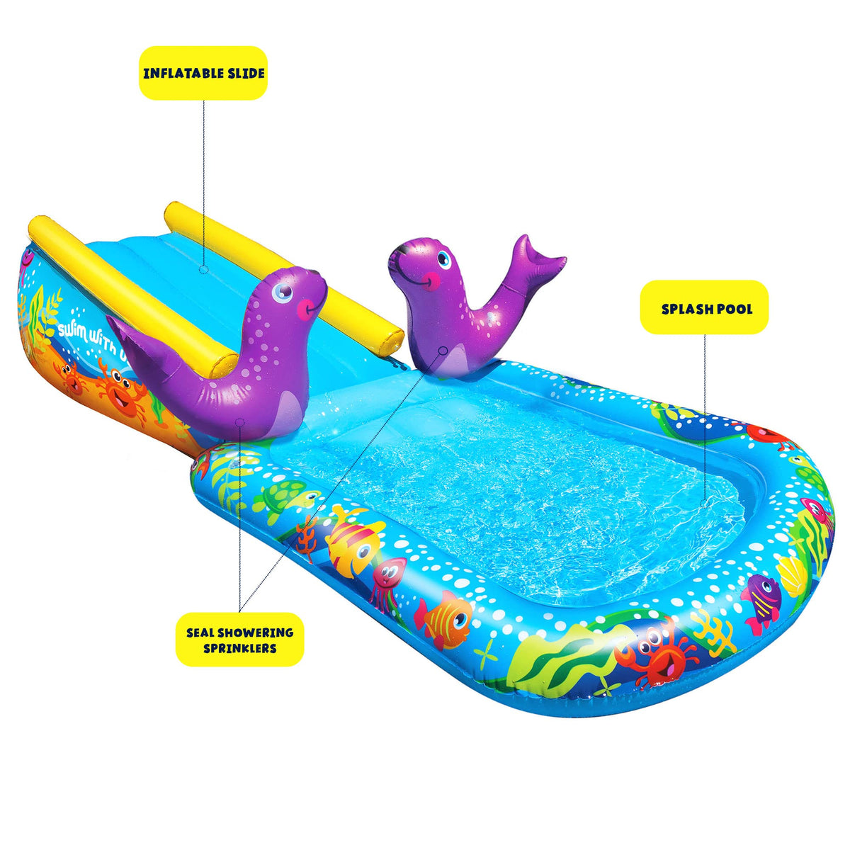 BANZAI My First Water Slide attaches easily to a garden hose for quick setup