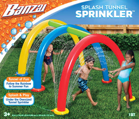 BANZAI Splash Tunnel Sprinkler, 82-inch length for immersive backyard play