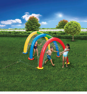 BANZAI Splash Tunnel Sprinkler in bright multicolor design for outdoor fun