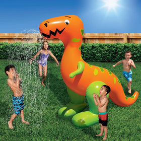 BANZAI T-Rex Terror Mondo Sprinkler close-up of durable PVC material