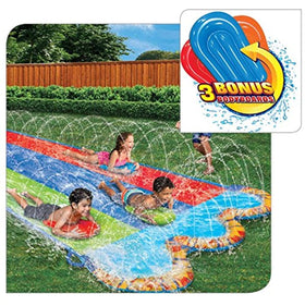 BANZAI Triple Racer 16ft water slide with racing lanes for backyard fun